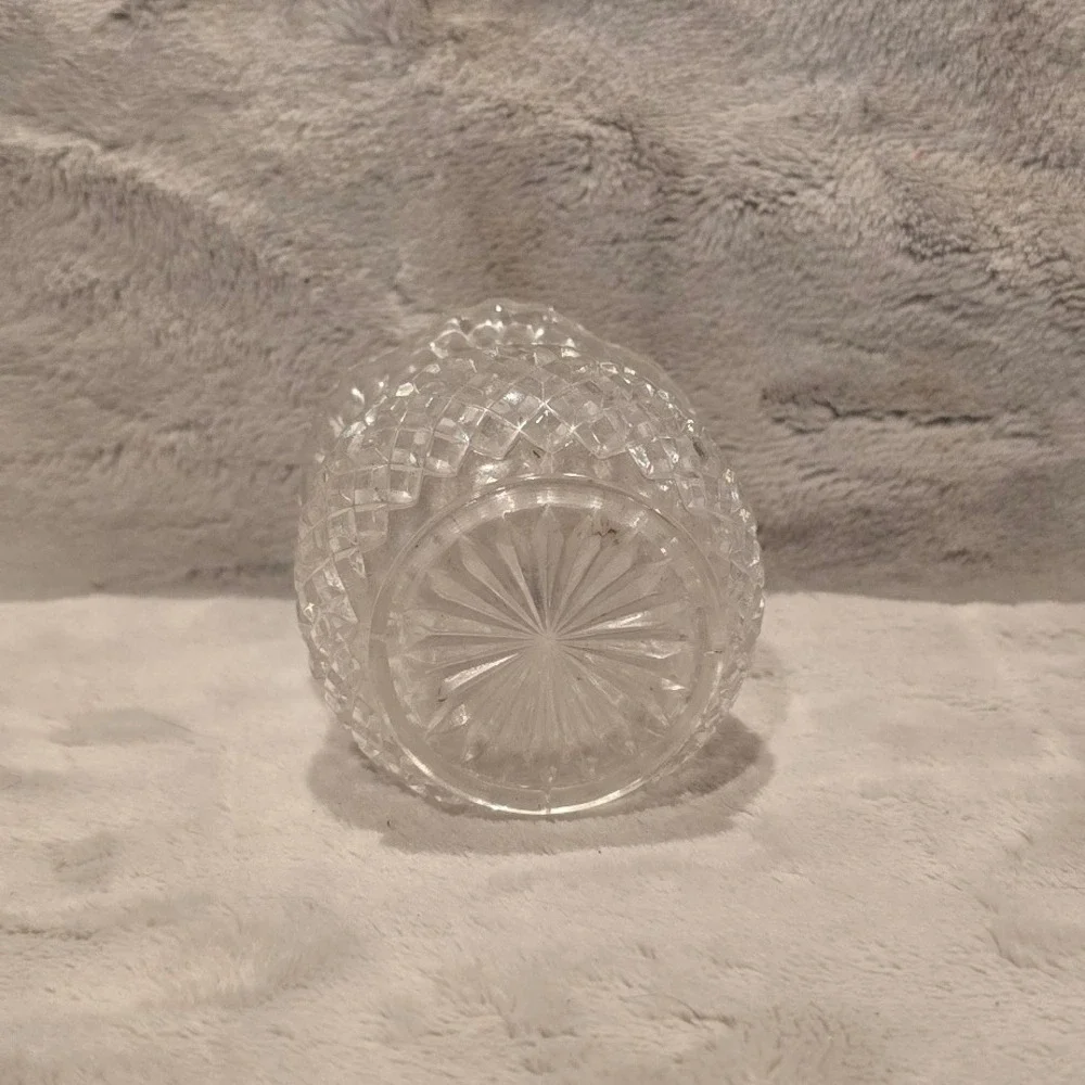 Vintage Clear Pressed Glass Votive Candle/Toothpick Holder Scalloped Rim